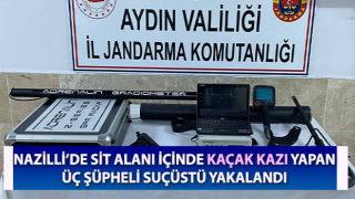 Sit alanı içinde kaçak kazı yapan üç şüpheli suçüstü yakalandı