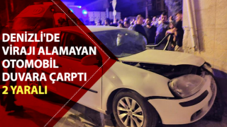 Virajı alamayan otomobil duvara çarptı: 2 yaralı