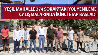 Yeşil Mahalle 374 Sokak'taki yol yenileme çalışmaları sürüyor