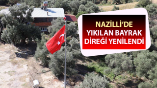 Gedik Mahallesi’nde yıkılan bayrak direği yenilendi