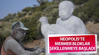 Neopolis’te mermer bloklar şekillenmeye başladı