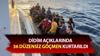 Didim’de 36 düzensiz göçmen kurtarıldı