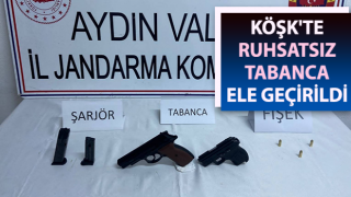 Köşk'te ruhsatsız tabanca ele geçirildi