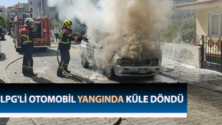 LPG'li otomobil yangında küle döndü