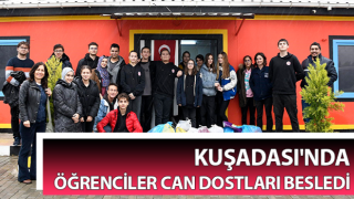 Kuşadası'nda öğrenciler can dostları besledi