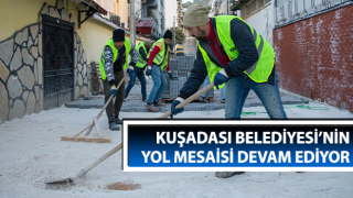 Kuşadası’nda yol yapım çalışmaları devam ediyor