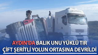 Tır yolun ortasına devrildi