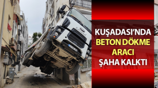 Beton dökme aracı şaha kalktı