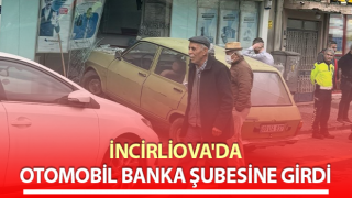 Otomobil banka şubesine girdi