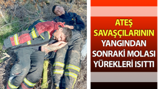 Aydın’da itfaiyecilerin yangından sonraki molası yürekleri ısıttı