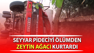 Aydın’da virajı alamayan kamyon devrildi