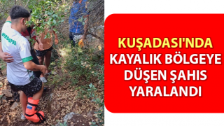 Kuşadası'nda kayalık bölgeye düşen şahıs yaralandı