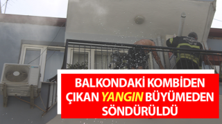 Aydın’da bir evin balkonundaki kombiden yangın çıktı