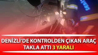 Kontrolden çıkan araç takla attı: 3 yaralı