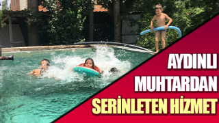 Mahallenin çocukları 40 derece sıcakta havuzda serinliyor