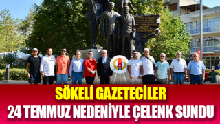 Sökeli Gazeteciler 24 Temmuz nedeniyle çelenk sundu