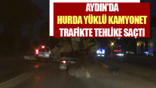 Hurda yüklü kamyonet trafikte tehlike saçtı